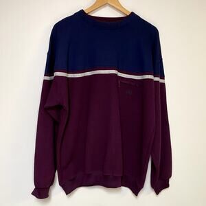 Vintage Blank Sweatshirt 90s Colorblock Red Blue Sweater Vtg